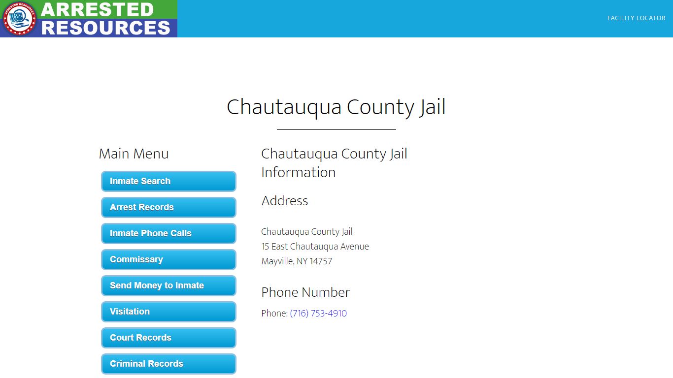 Chautauqua County Jail - Inmate Search - Mayville, NY - Arrested Resources